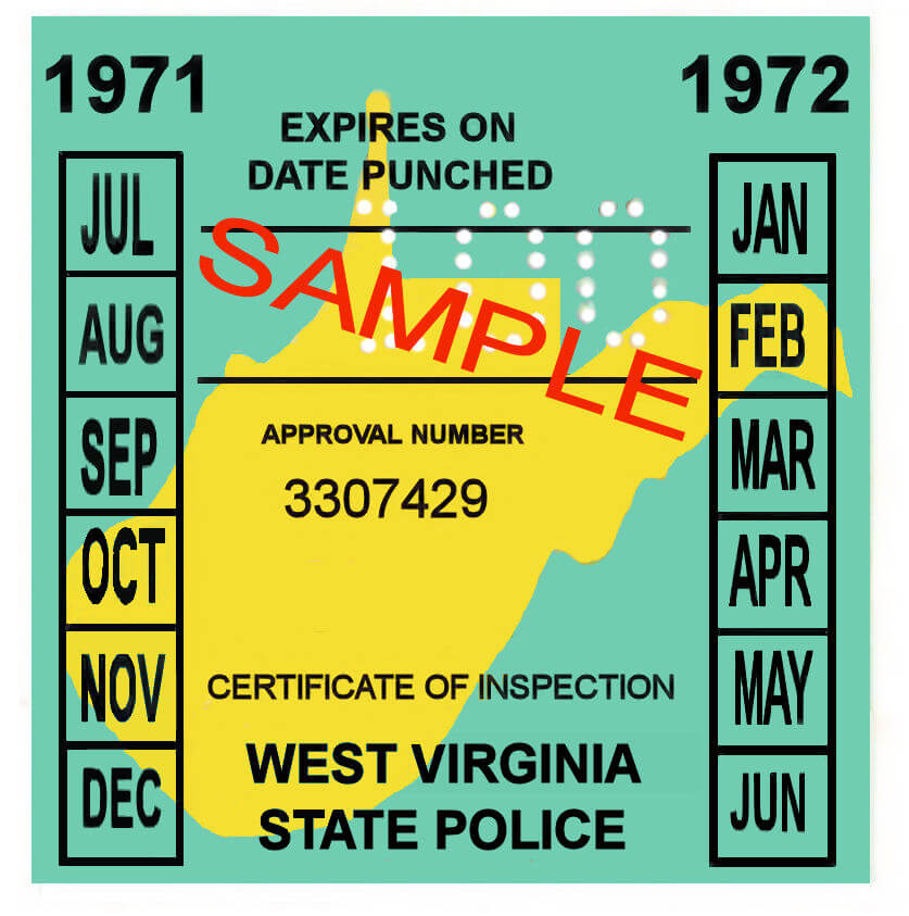 (image for) 1971-72 West Virginia INSPECTION Sticker